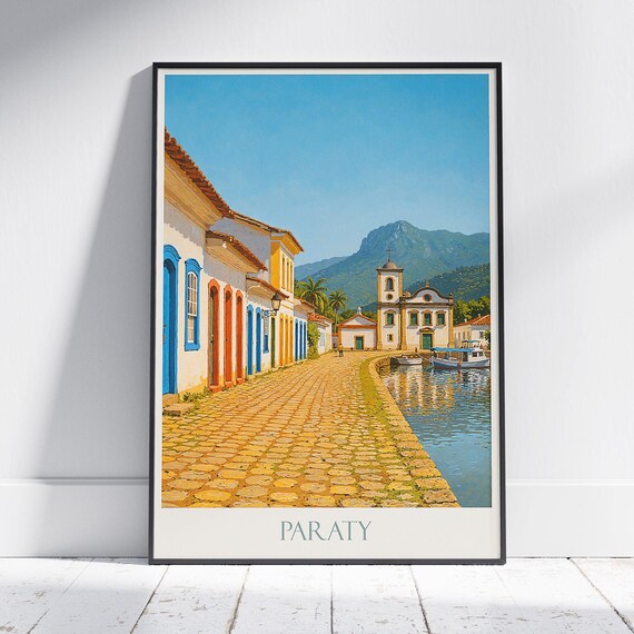Paraty Travel Poster Brazil Colonial Town Art Print Historic South America Wall Decor Gift