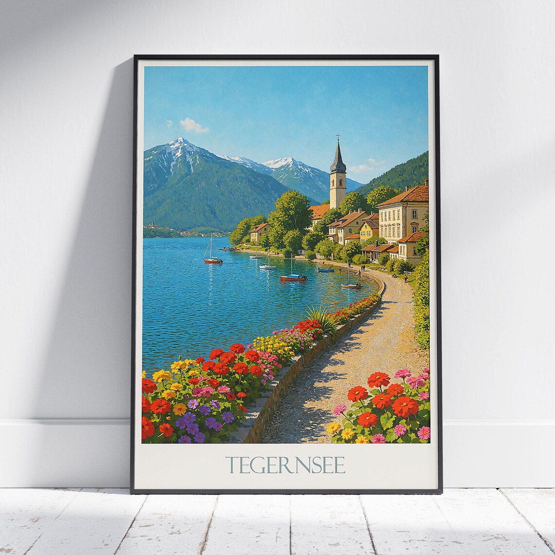 Tegernsee Bavaria Summer Flower Promenade Sailboats Germany Poster
