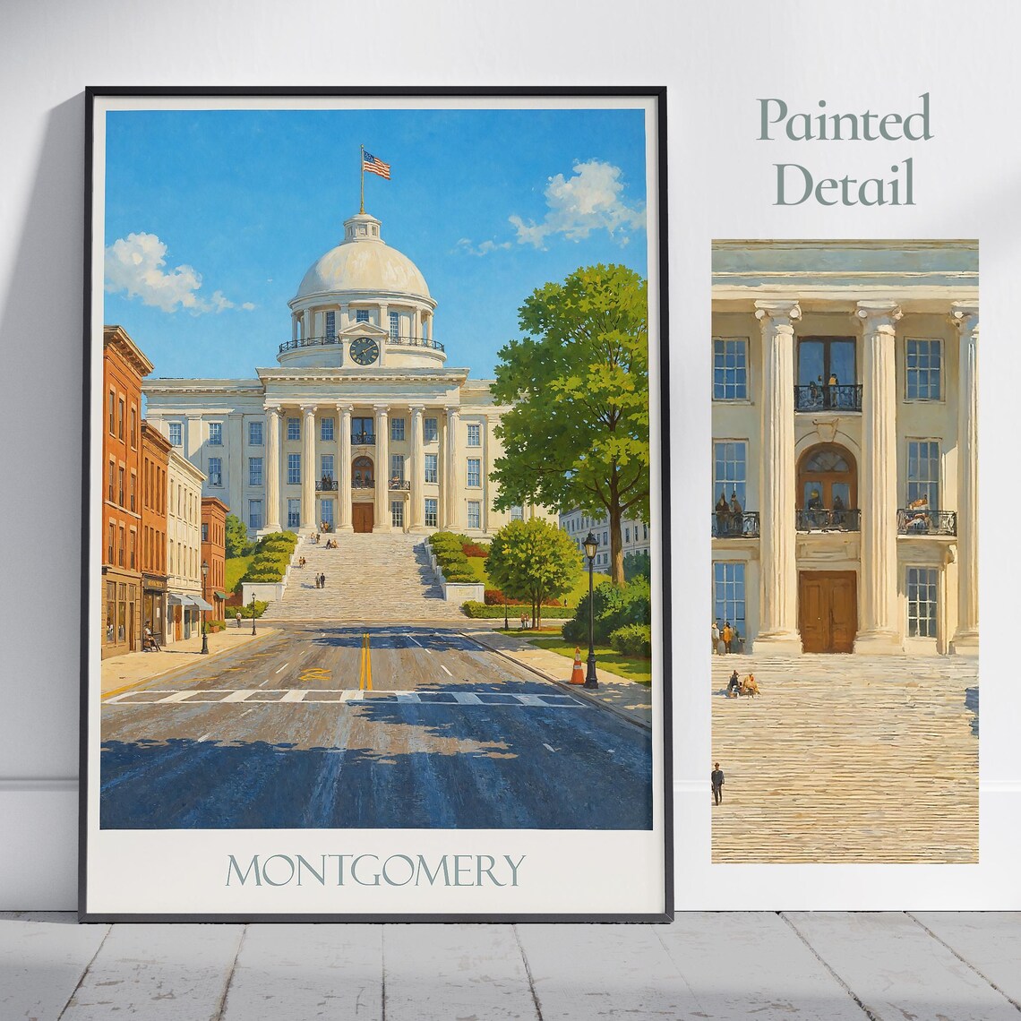 Montgomery Alabama State Capitol Dome Historic Vintage Travel Poster