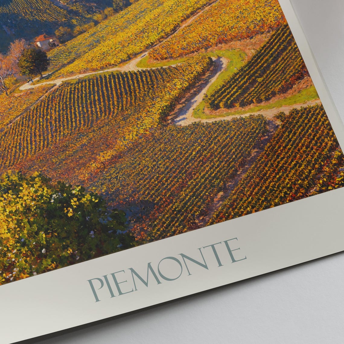 Piedmont Vineyards Autumn Hills Alps Backdrop Italy Travel Poster - Image 4