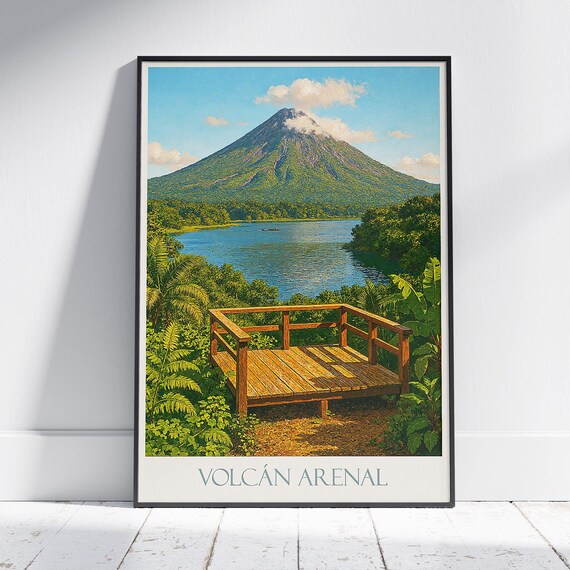 Arenal Volcano Travel Poster Costa Rica Art Print Volcn Decor Tropical Landscape Wall