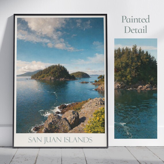 San Juan Islands Travel Print Washington Travel Poster Wall Art Home Decor Gift Personalized Framed