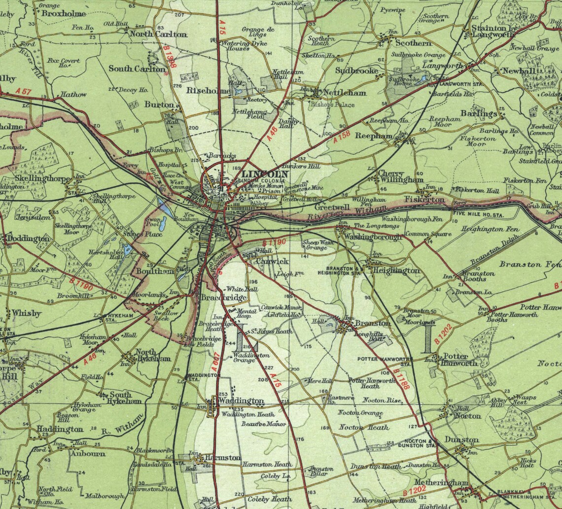 Lincolnshire England Vintage Bartholomew County Map Wall Art - Image 2