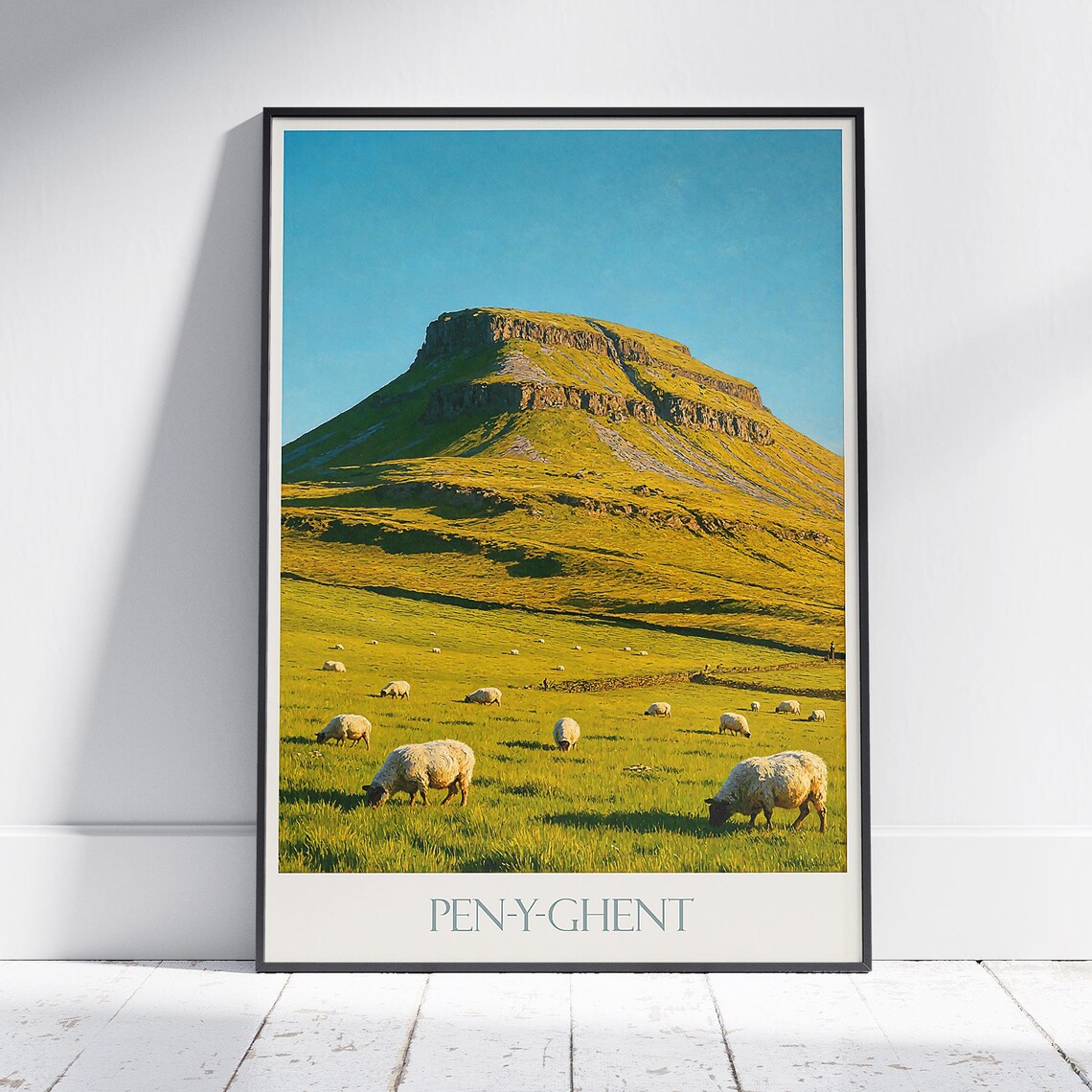Pen Y Ghent Yorkshire Dales Sheep Pasture Mountain Travel Poster