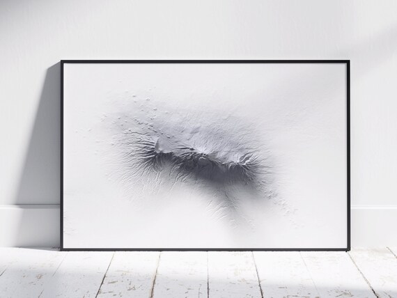 Mount Kilimanjaro Minimal Monochrome Shaded Relief Mountain Poster