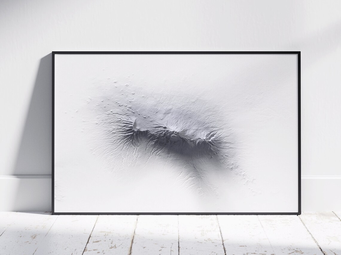 Mount Kilimanjaro Minimal Monochrome Shaded Relief Mountain Poster