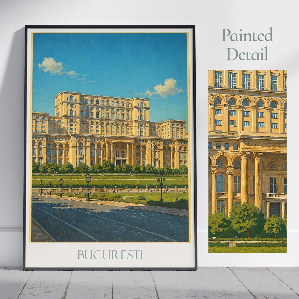 Bucuresti Palace Of Parliament Romania Landmark Travel Poster