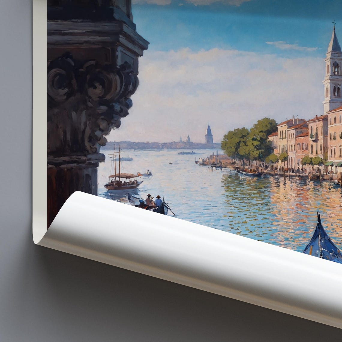 Veneto Italy Grand Canal Gondola Through Gothic Arch Painted Poster - Image 3