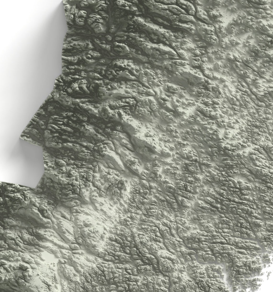 Sweden Topographic Relief Map Minimalist Green Terrain Wall Art - Image 2