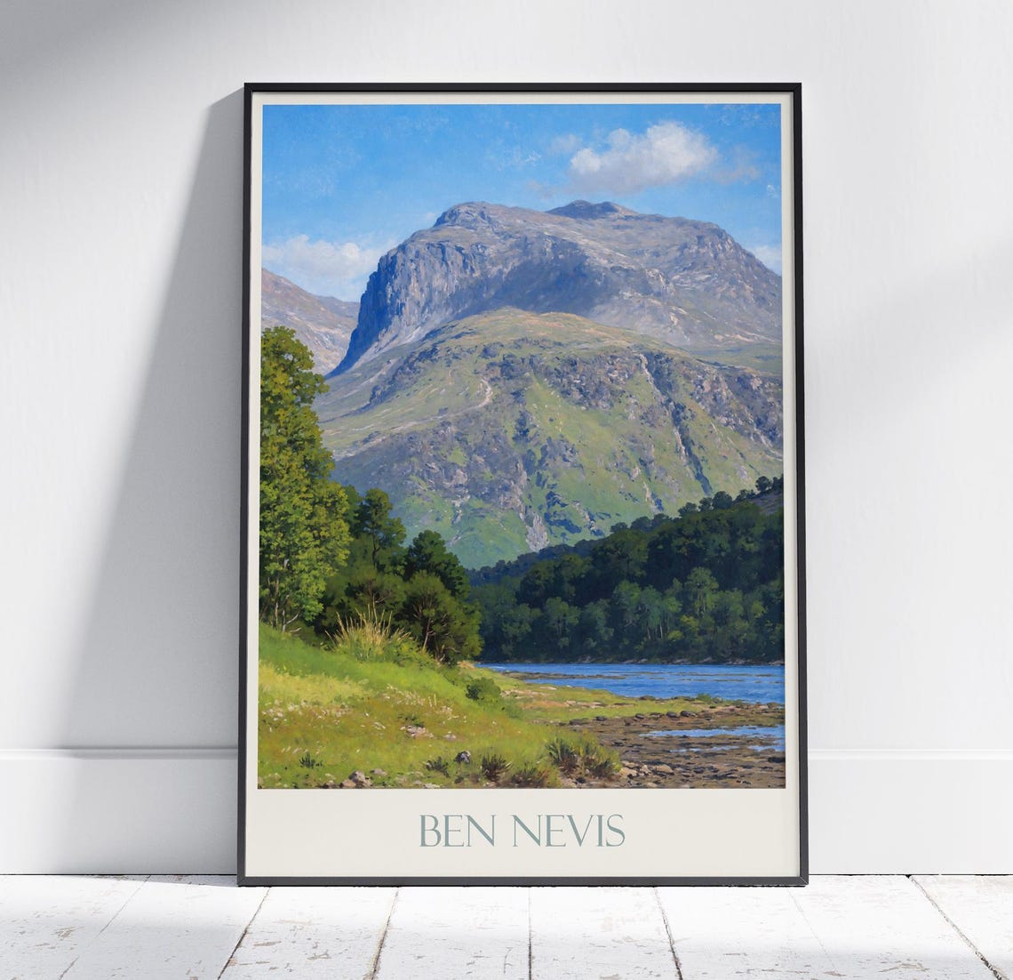 Ben Nevis Mountain Lochan Painted Highlands Scenic Travel Poster