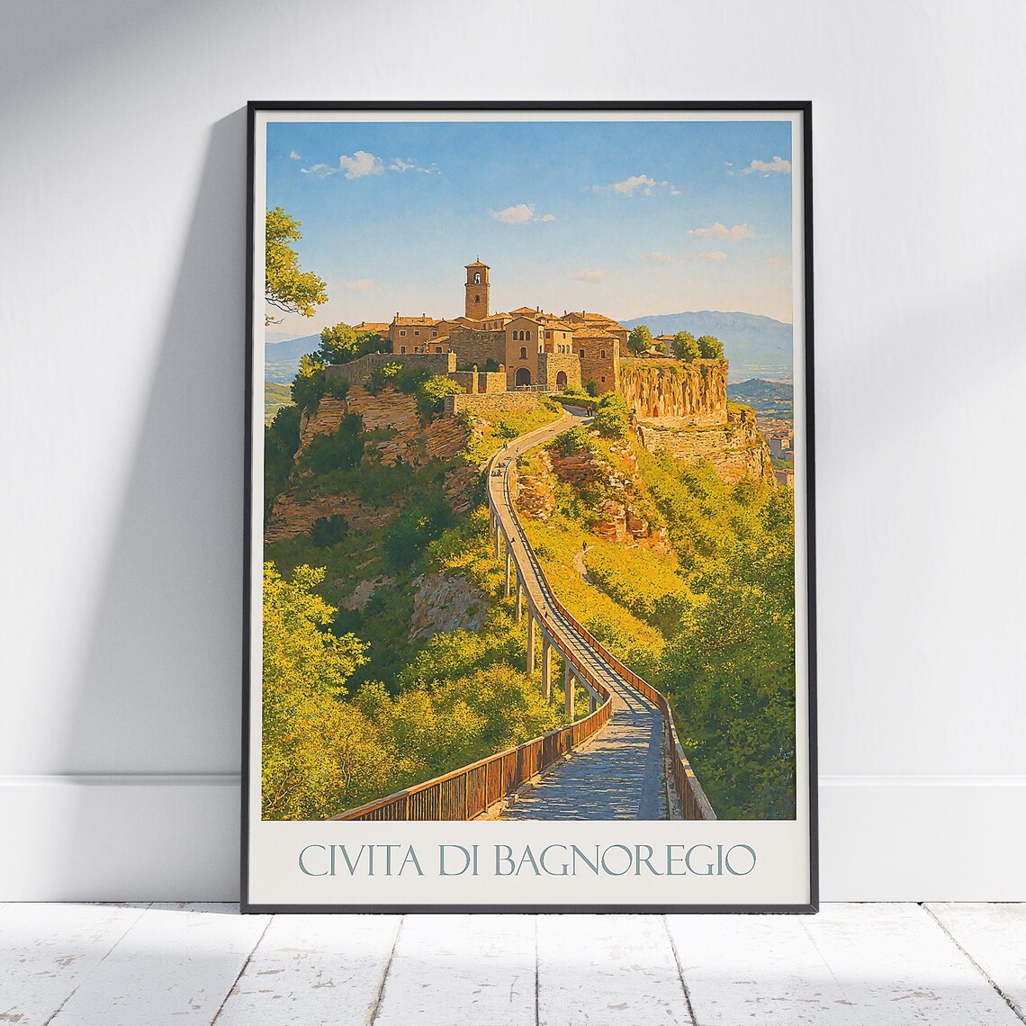 Civita di Bagnoregio Italy Hilltop Village Painted Travel Poster