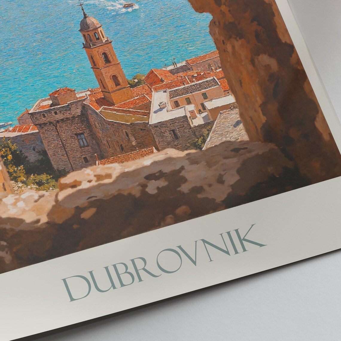 Dubrovnik Stone Window View Coastal Bell Tower Old Town Croatia Poster - Image 3