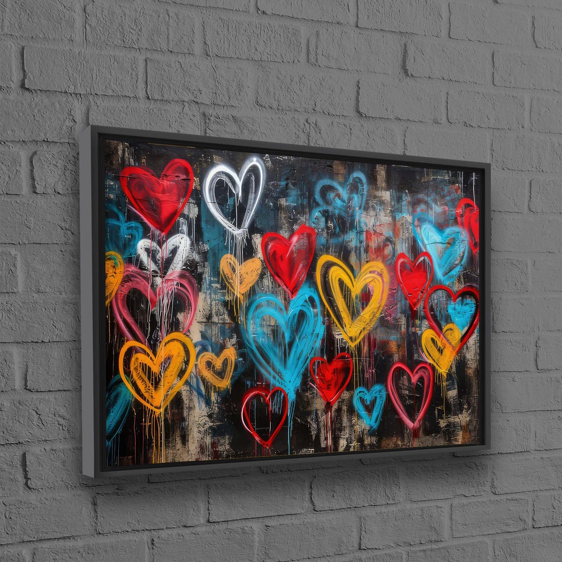 Colorful Graffiti Hearts Street Art Love Dripping Paint Poster