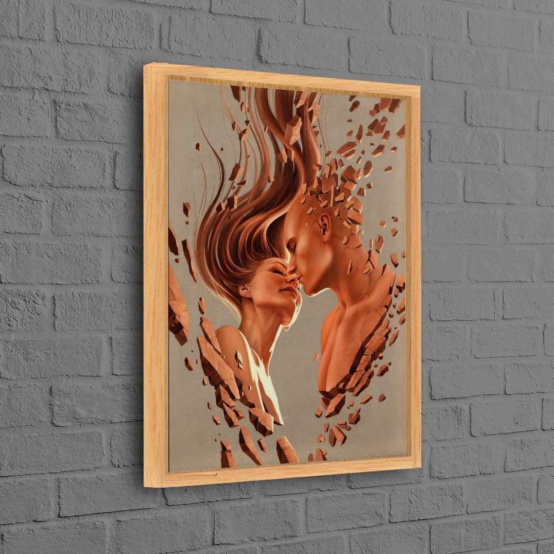 Abstract Couple Kiss Love Art Sculptural Fragment Wall Decor Poster