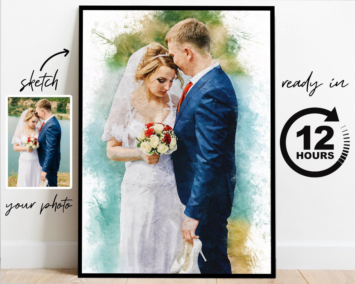 Watercolor From Photo Custom Portrait From Photo Drawing Illustration Custom Watercolor Couple Portrait Watercolor Painting Christmas Gift - Image 5