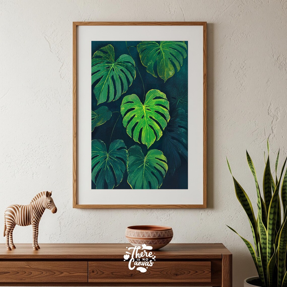 Monstera Leaf Print Tropical Green Jungle Wall Art