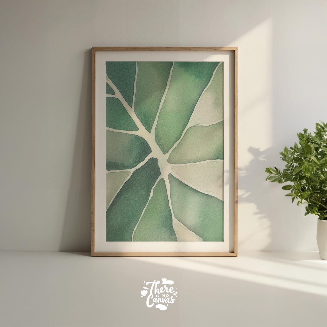 Abstract Leaf Vein Print Modern Green Botanical Art