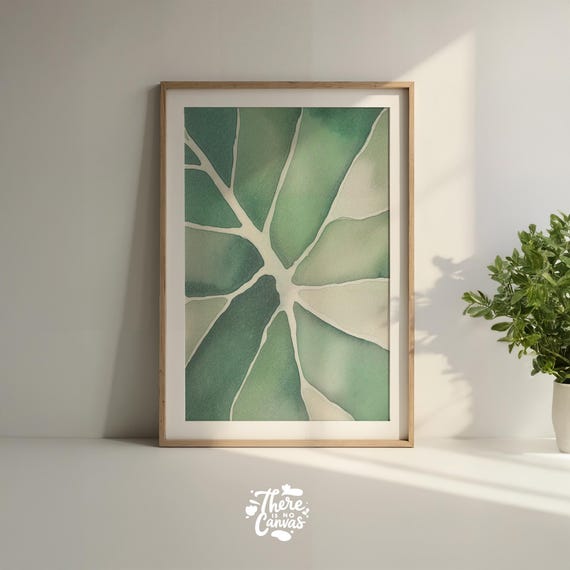 Abstract Leaf Vein Print Modern Green Botanical Art