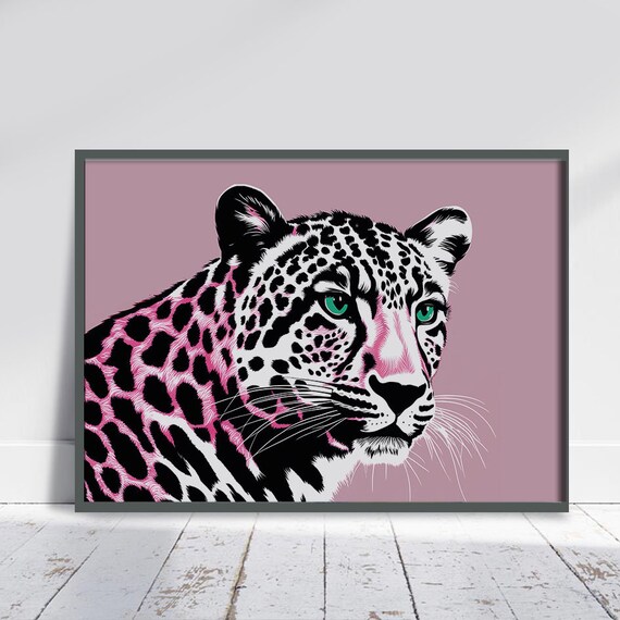 Leopard Animal Print Poster, Pink Berry