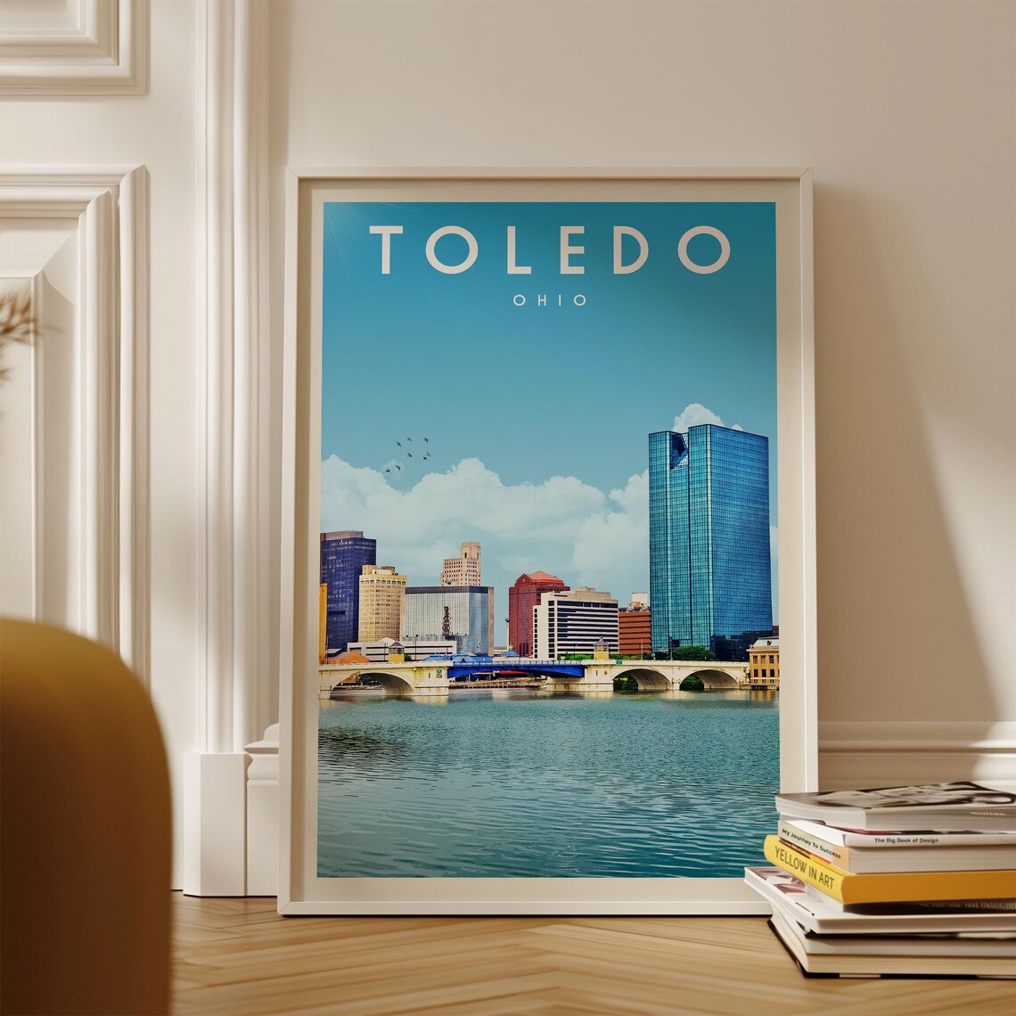 Toledo Vintage Travel Poster, Ohio State Skyline