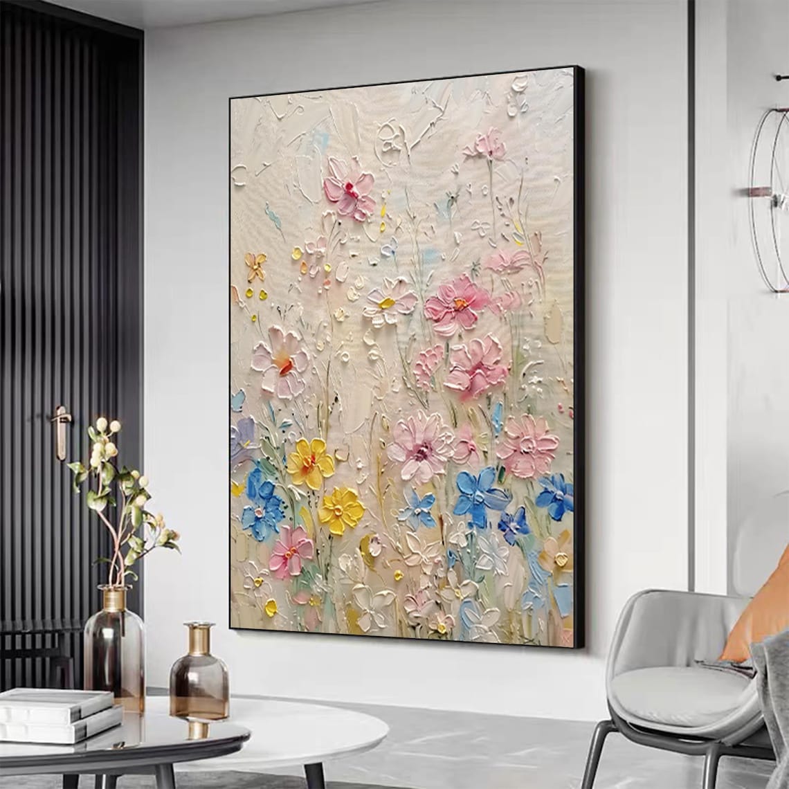 Colorful Flower Oil Painting, Modern Floral Art Print - Image 4
