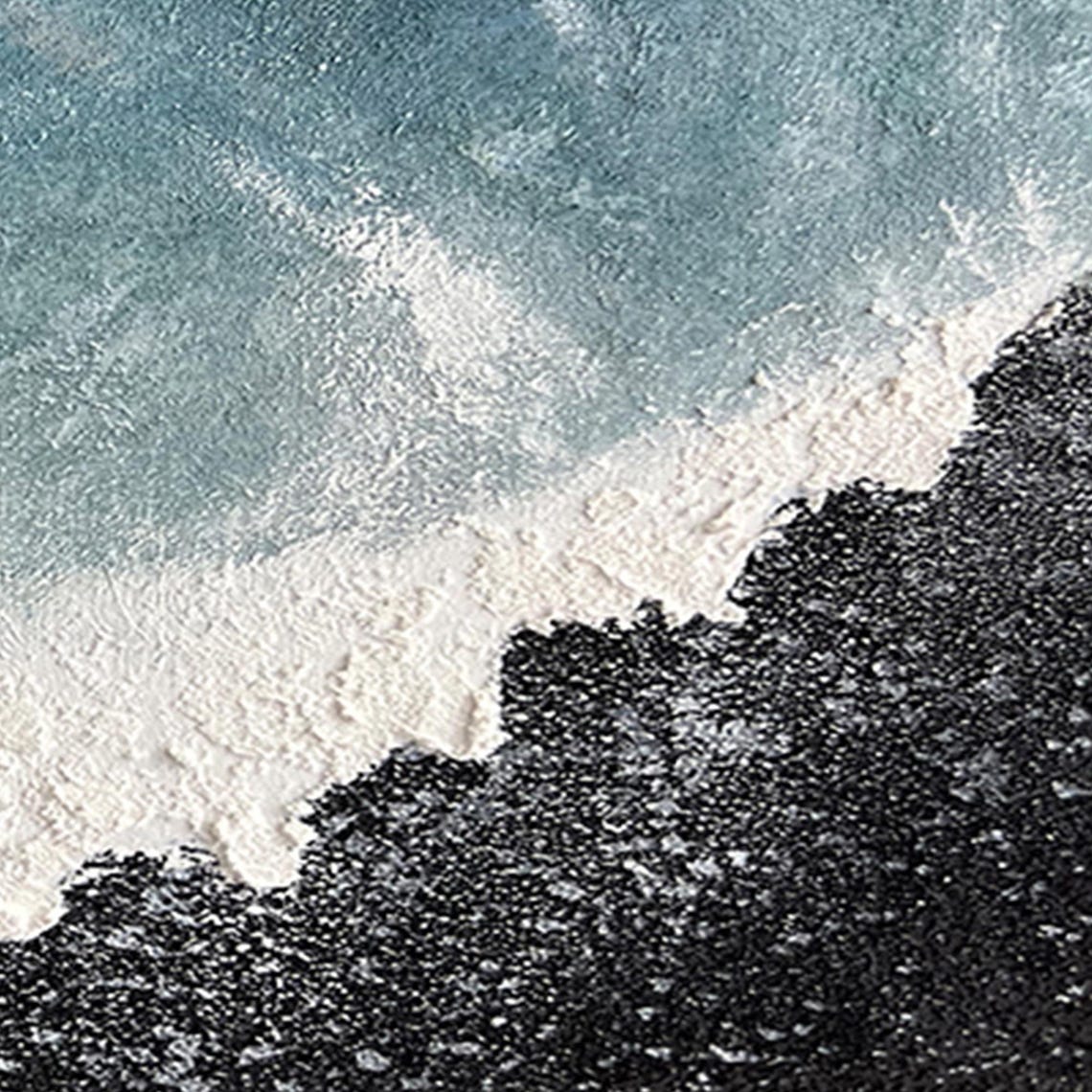 Stunning Aerial Ocean Wave Over Black Sand Beach Textured Wall Art - Image 3