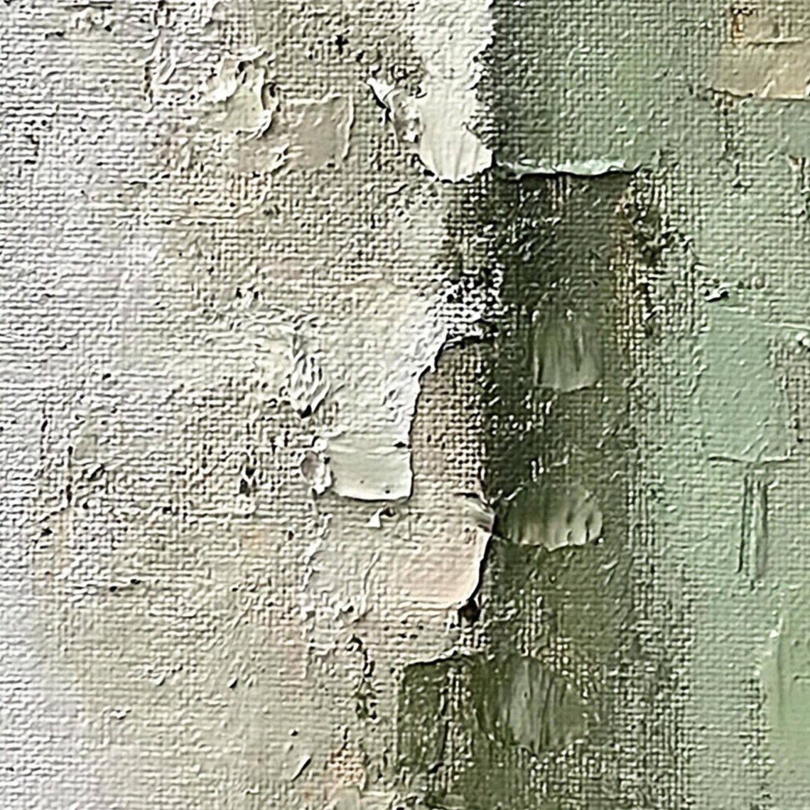 Beige And Green Oil Painting, Modern Minimalist Art Print - Image 2