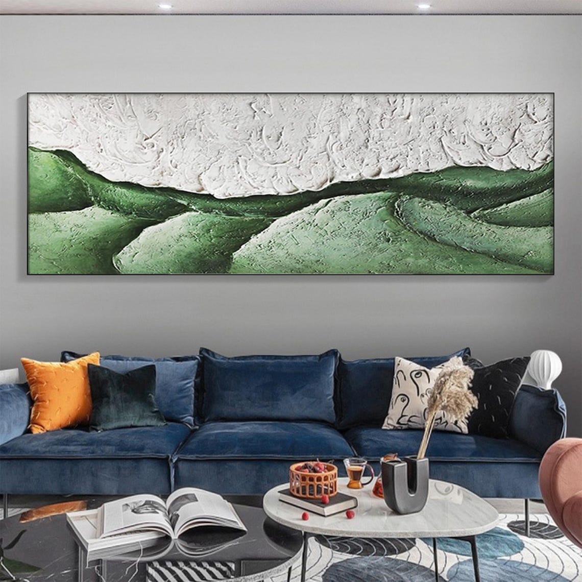 Emerald Green Ocean Waves With White Textured Top Abstract Poster - Image 5