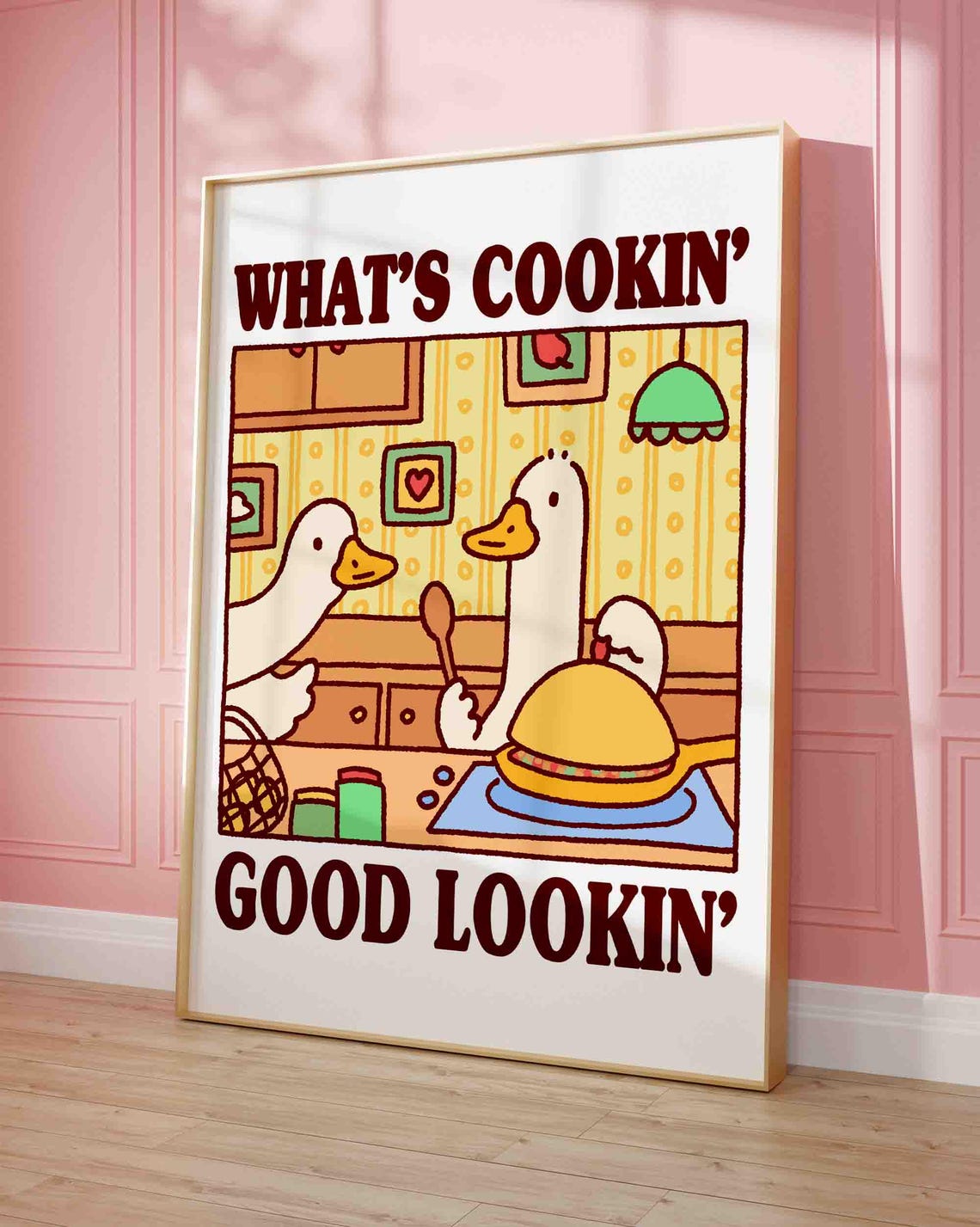 What's Cookin Good Lookin Goose Cooks in Kitchen Funny Food Poster