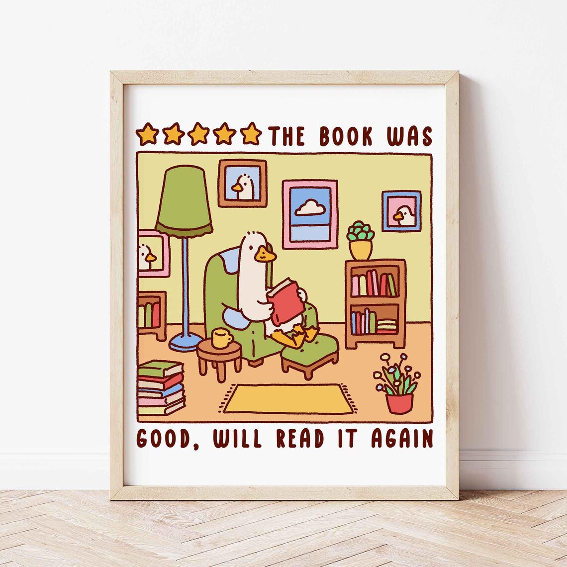 Duck Bookworm Five Star Reading Review Funny Animal Poster for Readers
