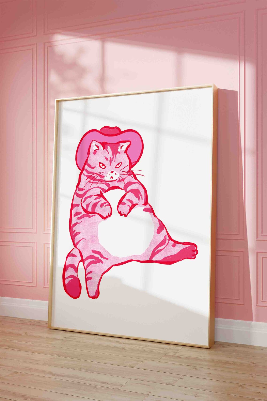 Cowboy Cat Retro Western Poster, Funny Kitten