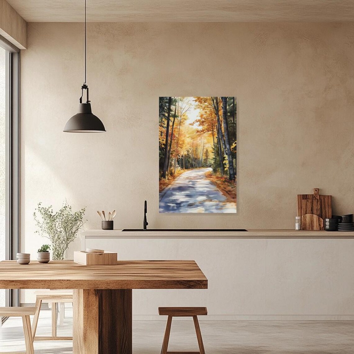 Autumn Pathway Watercolor Art Print, John Constable-Inspired - Image 2
