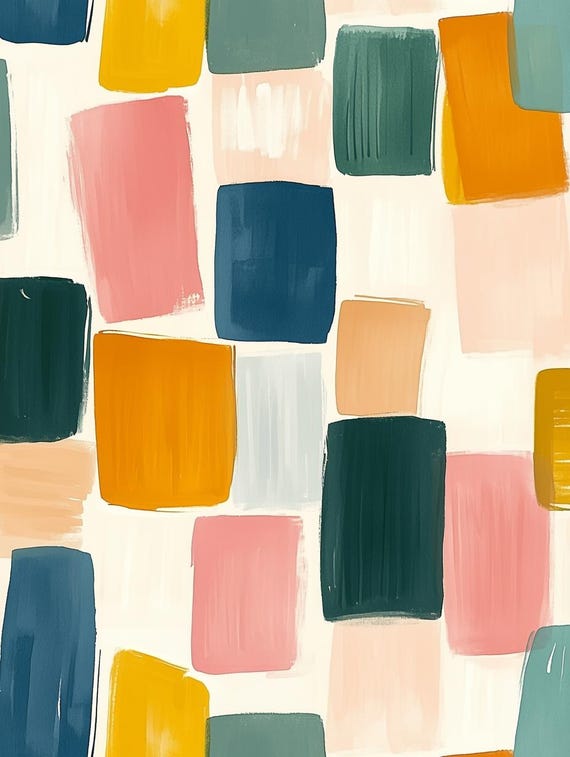 Abstract Geometric Print Inspired By Modern Art With Bold Colors For Home Decor And Wall Art