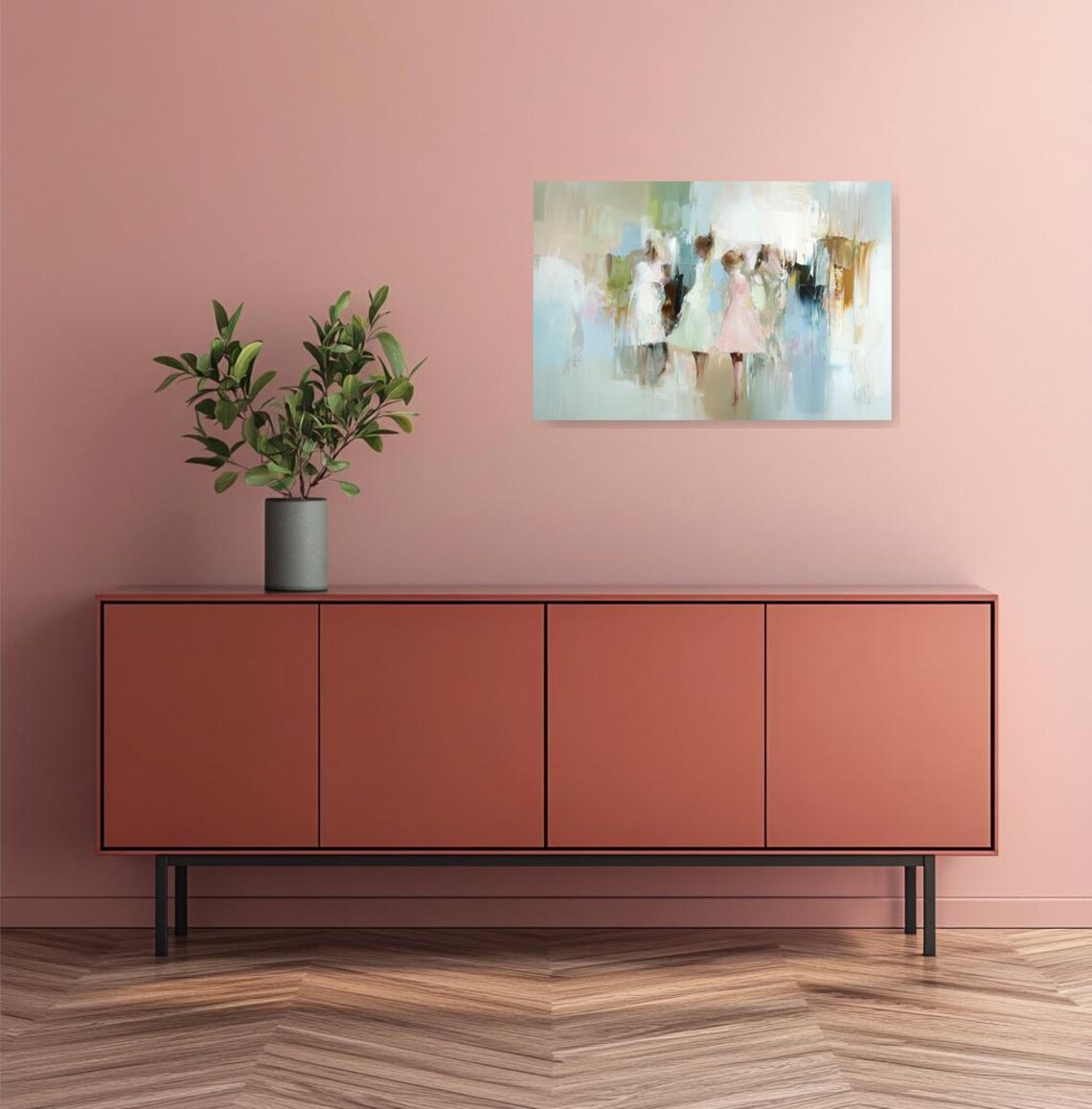 Impressionist Women in Soft Pastel Dresses Together in Soft Brushstrokes Poster - Image 2