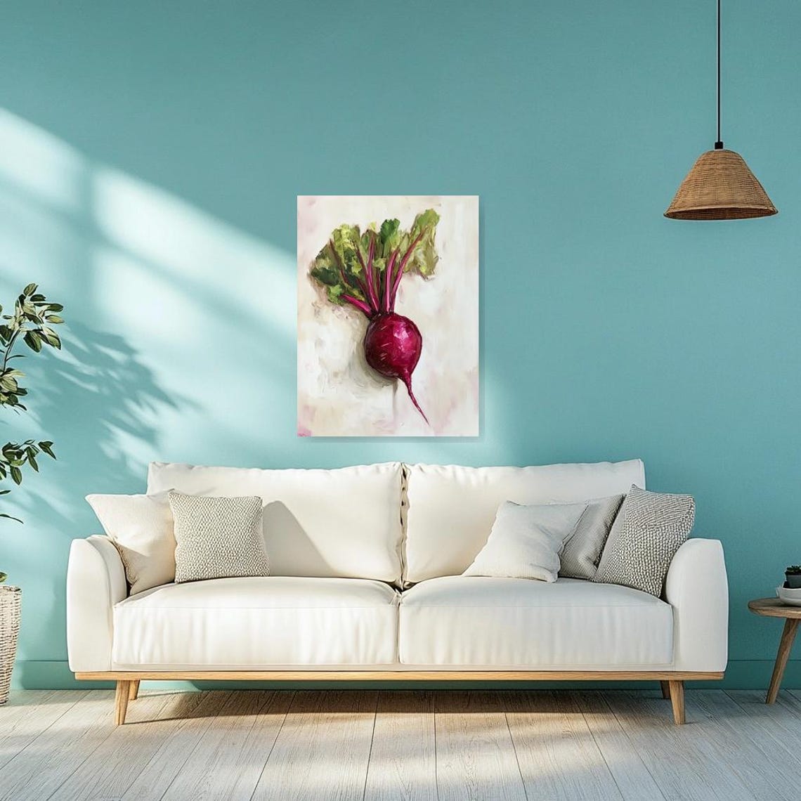 Fresh Beetroot With Leafy Greens Oil Painting Kitchen Art Poster - Image 2