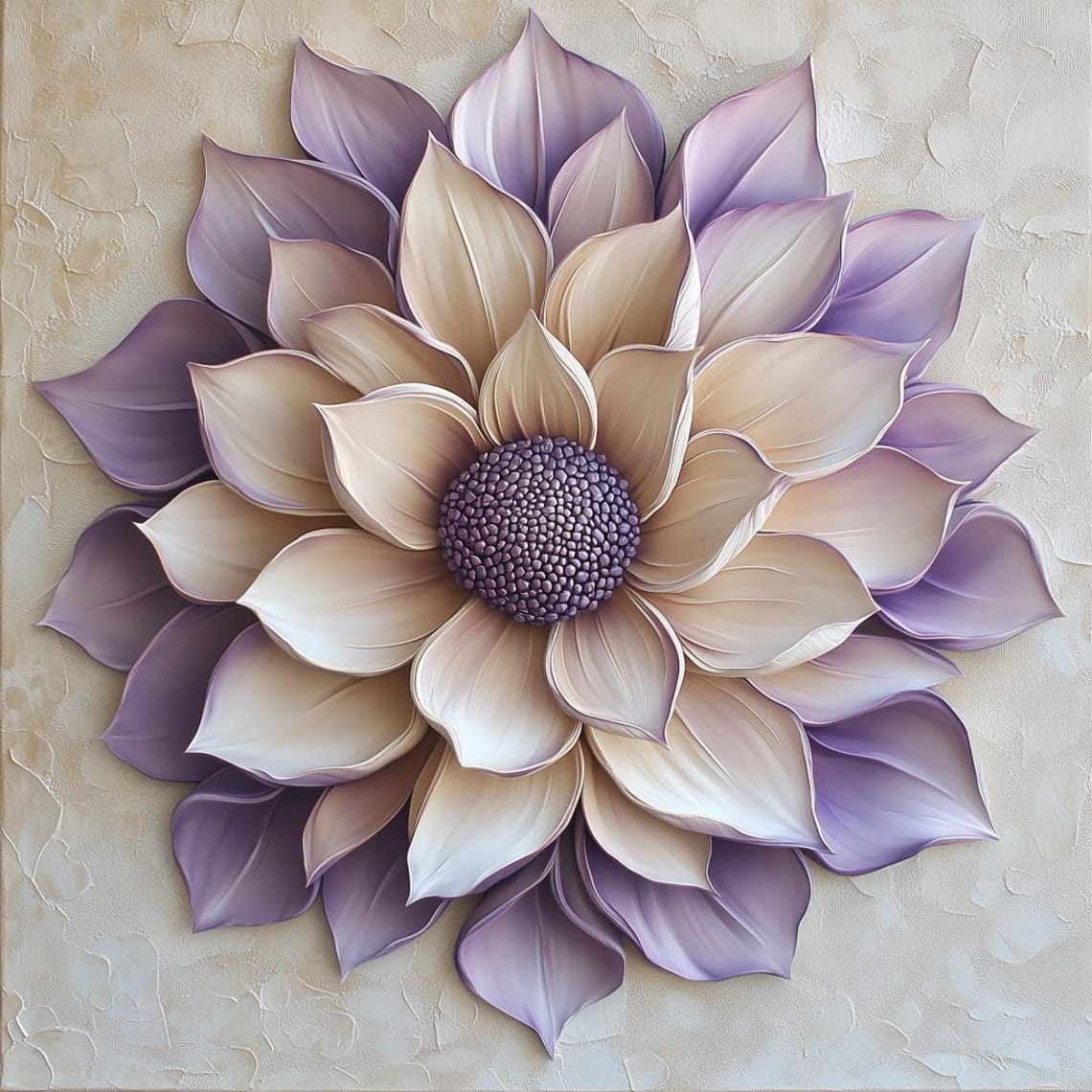 Lavender Cream Dahlia Bloom Textured Neutral Modern Floral Poster