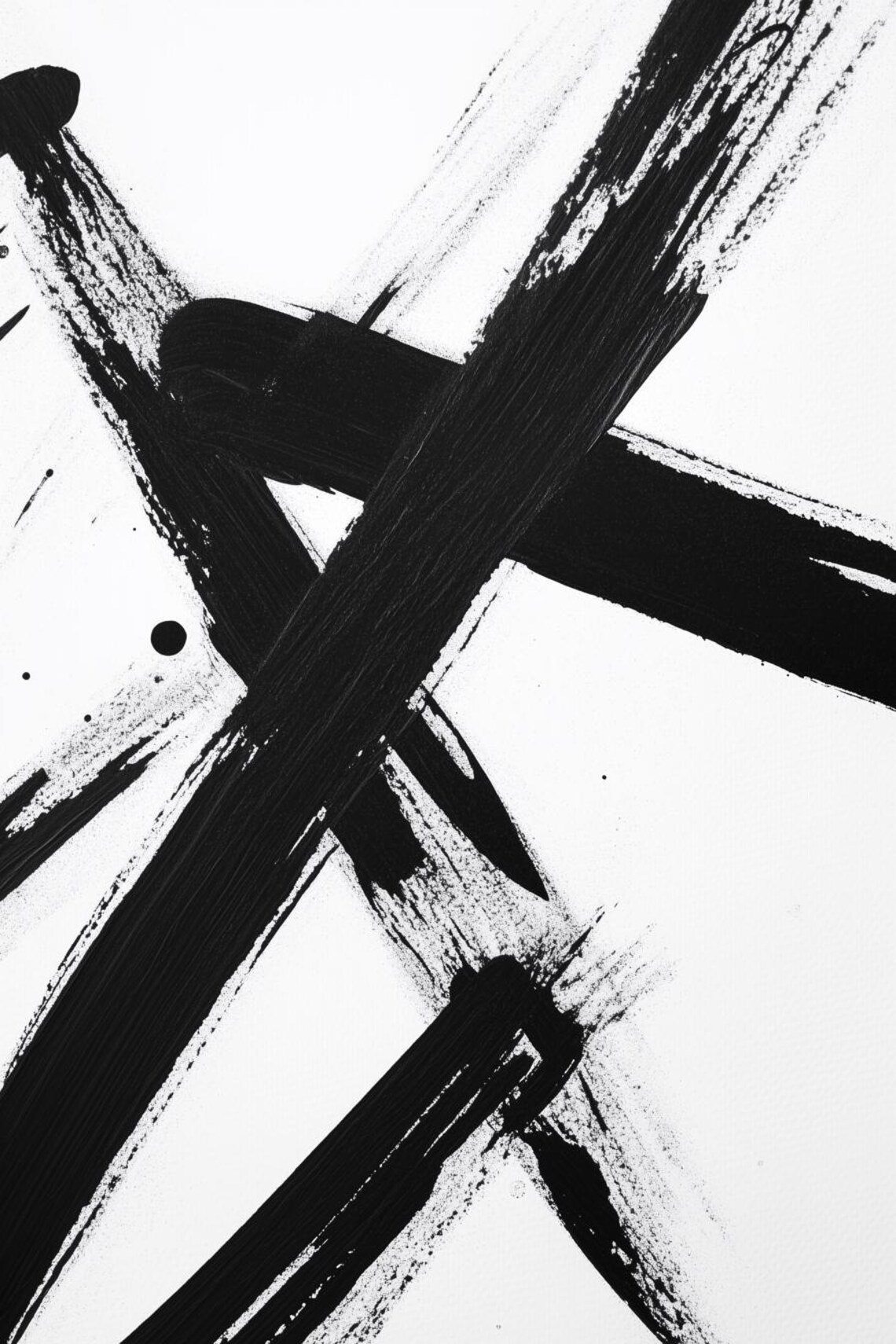 Abstract Black And White, Modern Ink Artwork