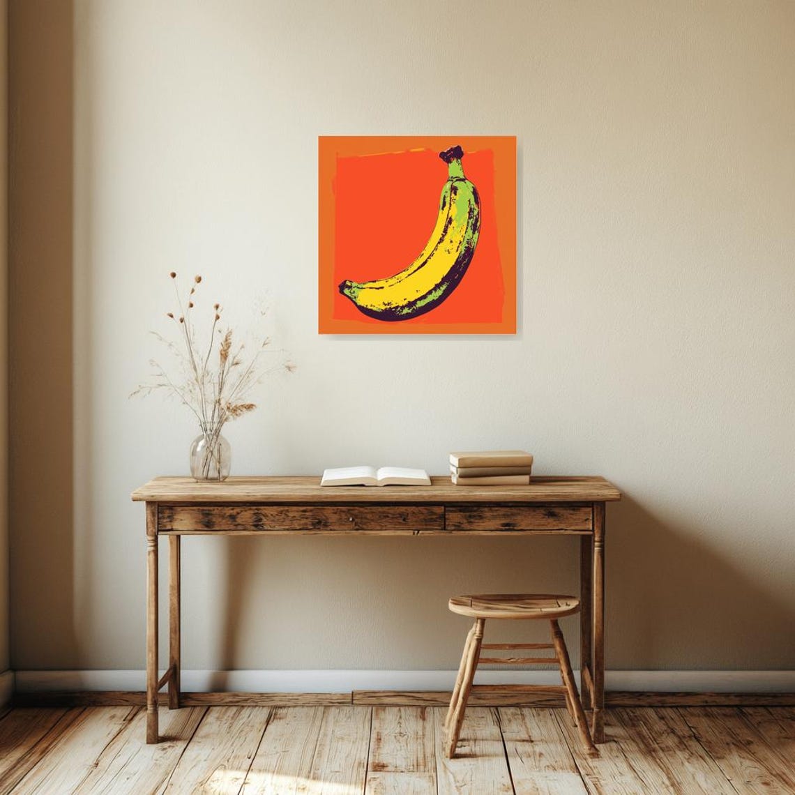 Pop Art Banana Bold Orange Background Retro Kitchen Fun Poster - Image 3