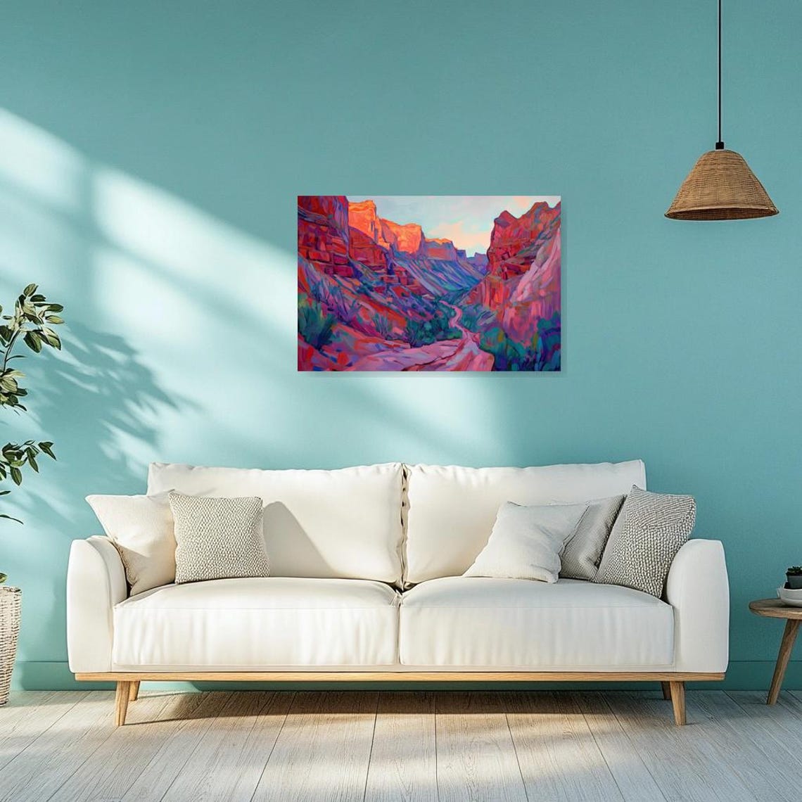 Colorful Desert Canyon Landscape With Winding Trail At Sunset Poster - Image 4