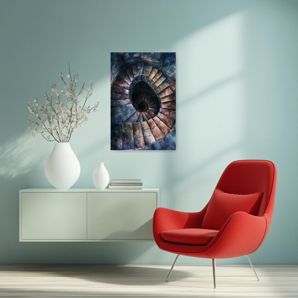 Spiral Stone Staircase, M C Escher Inspired Art Print - Image 2