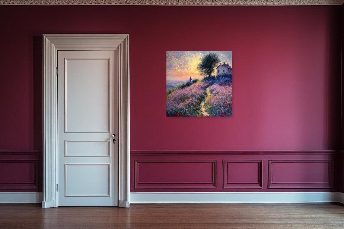 Monet-Inspired Lavender Fields Landscape Art Print - Image 2