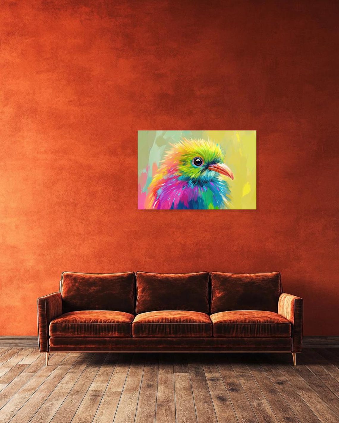 Rainbow Bird Portrait Colorful Pop Art Feather Detail Poster - Image 3