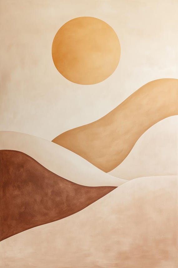 Abstract Desert Sunrise Print In Earthy Tones Inspired By Minimalist Art For Modern Home Decor