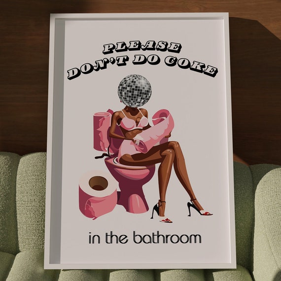 Disco Bathroom Art Print Girly Hot Pink Dorm Decor Digital Download