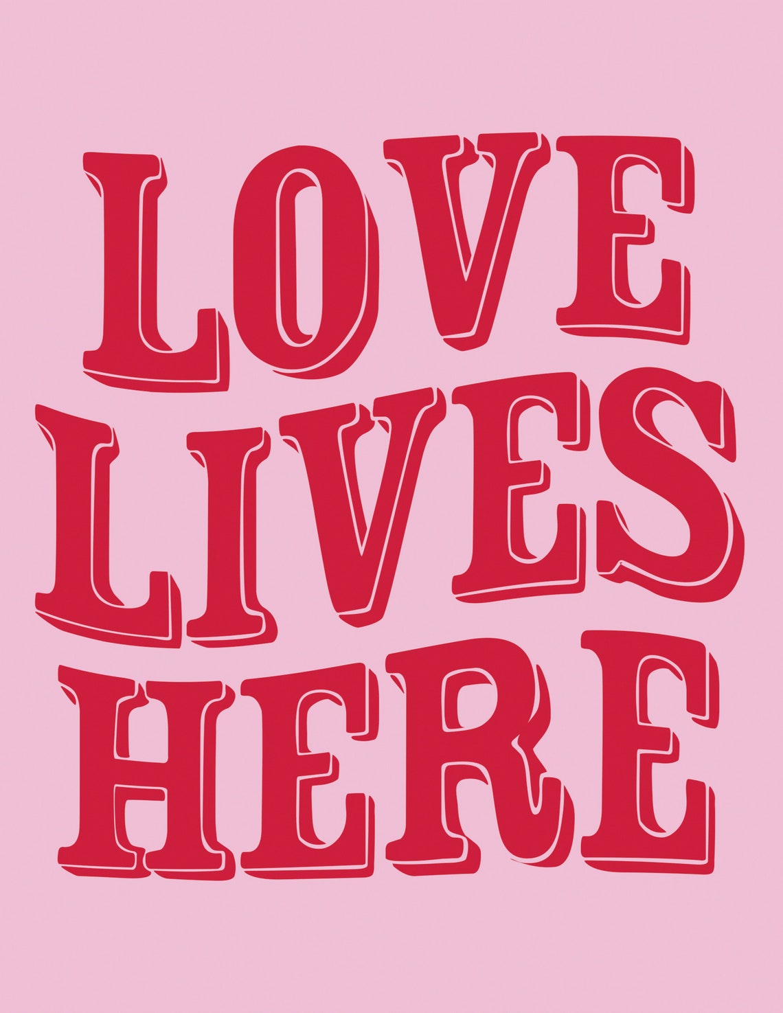 Love Lives Here Quote Art Wall Art Inspirational Quote Home Decor Motivational Quote Poster Wall Decor Pink Art Print Kids Room Nursery Art - Image 2