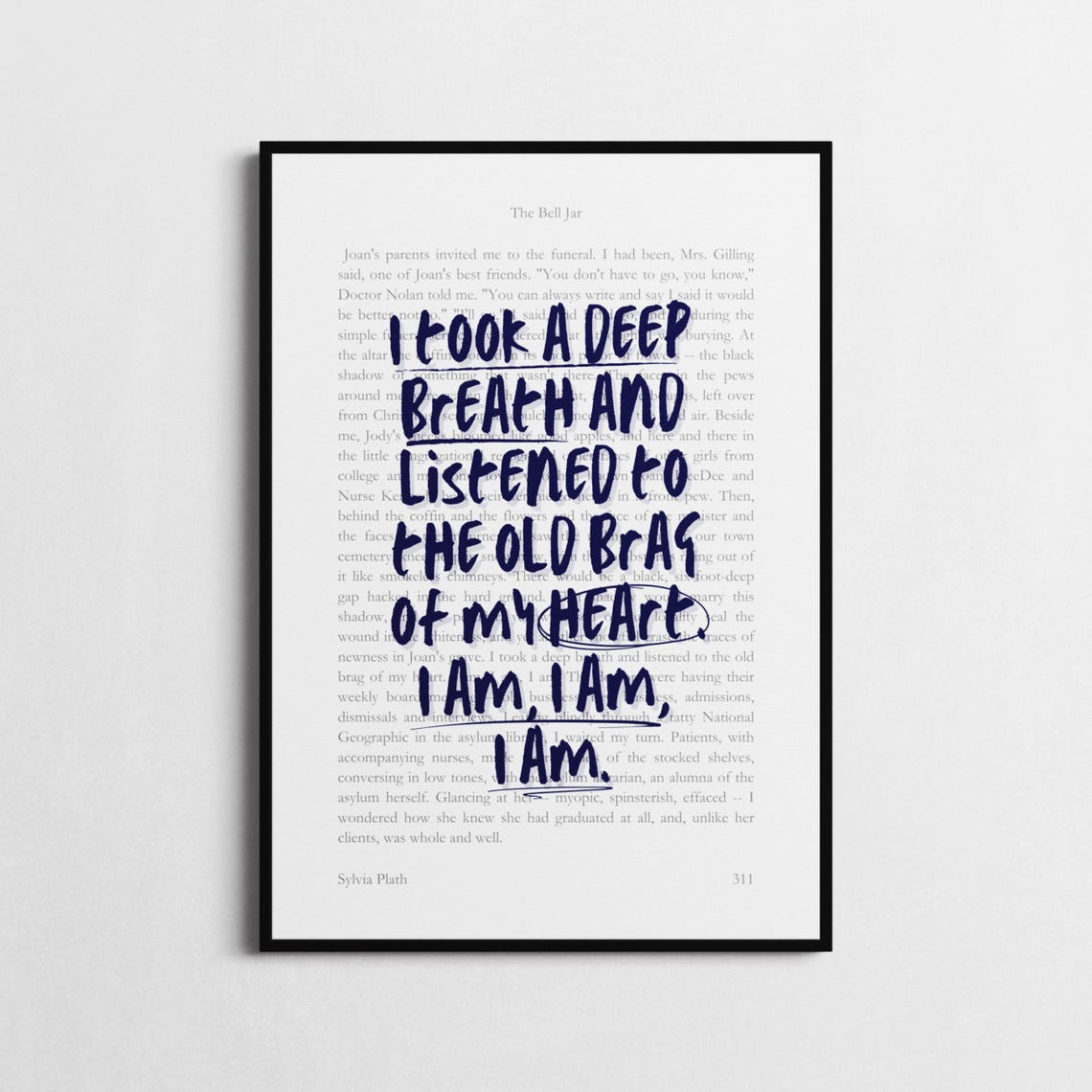 Sylvia Plath I Am I Am I Am Bell Jar Quote Poster Book Page Design - Image 4