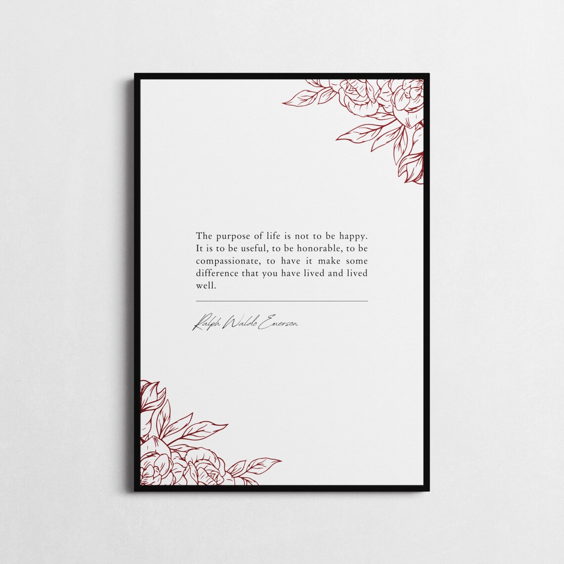 Ralph Waldo Emerson Purpose Of Life Minimalist Black White Quote Poster - Image 2