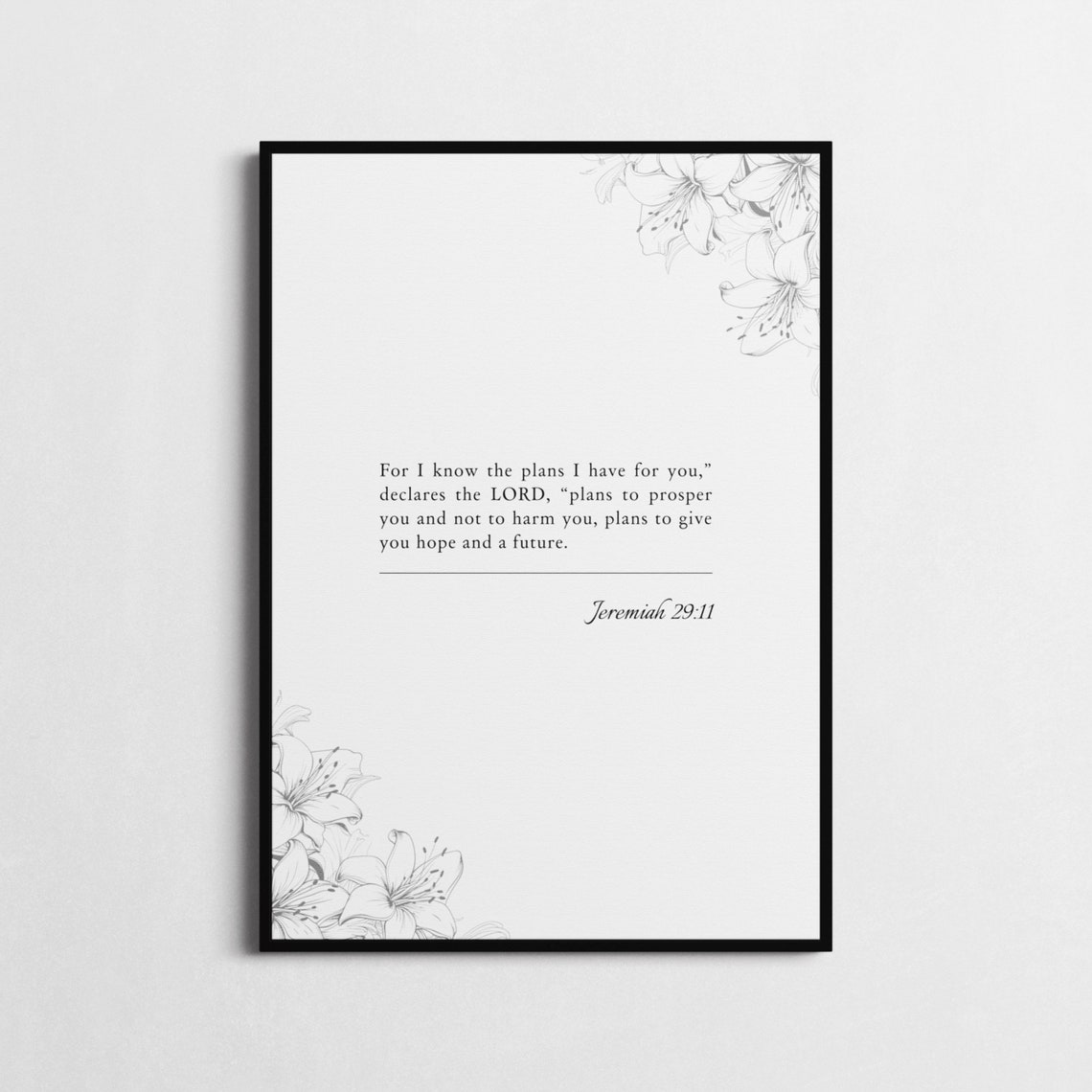 Jeremiah 29:11 Bible Verse Floral Christian Inspirational Poster - Image 3