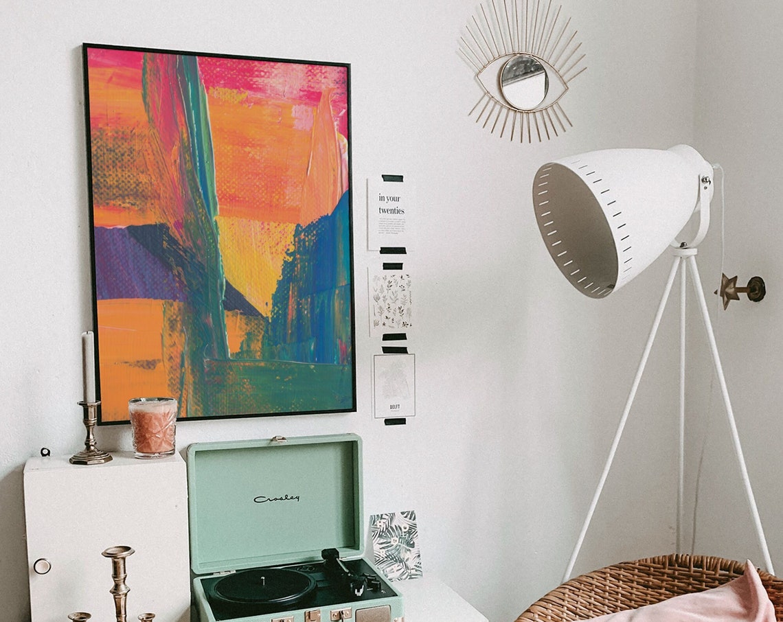 Bold Abstract Sunset Painterly Colorful Modern Canvas Art Poster