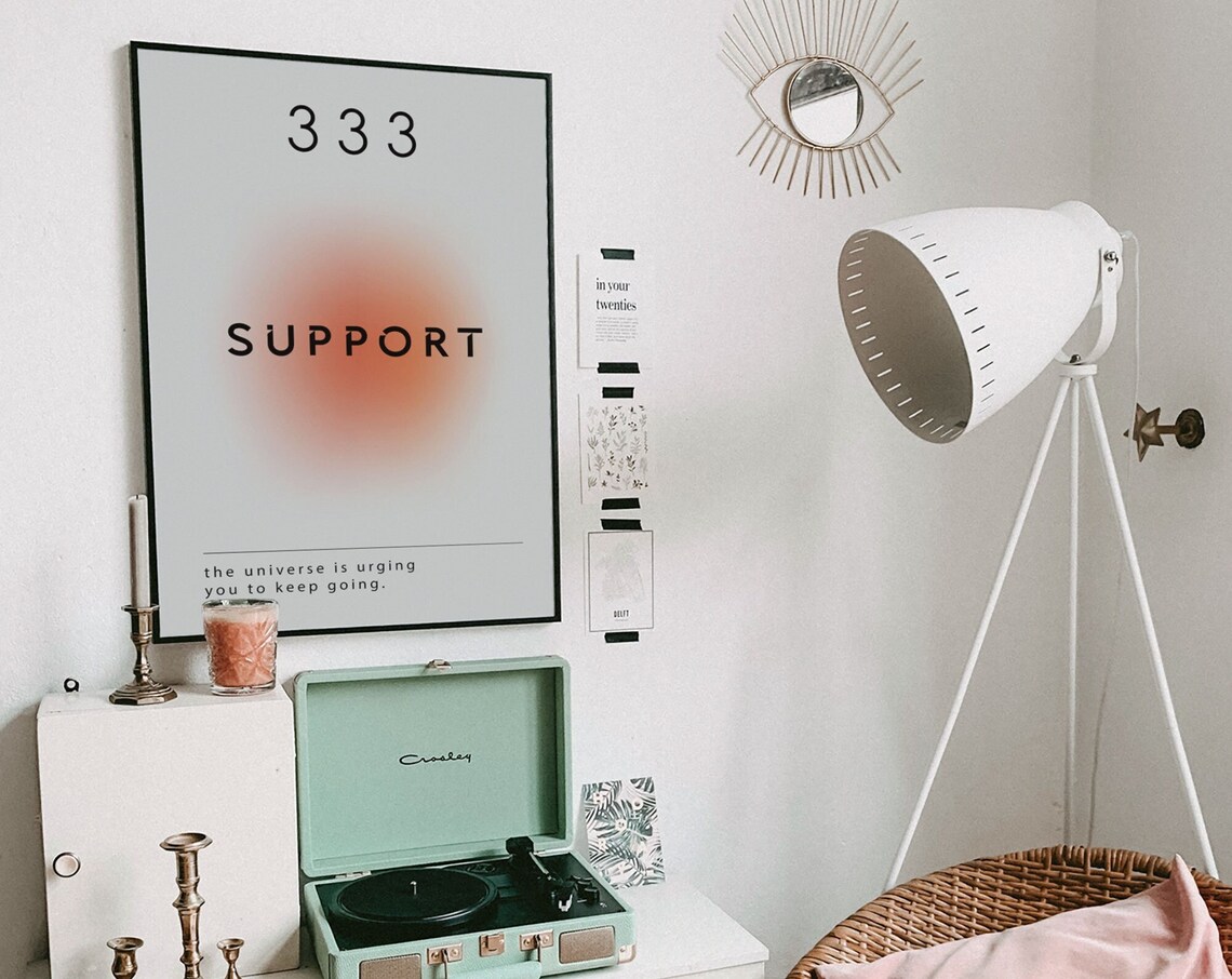 Angel Number 333 Support Minimalist Aura Spiritual Art Poster